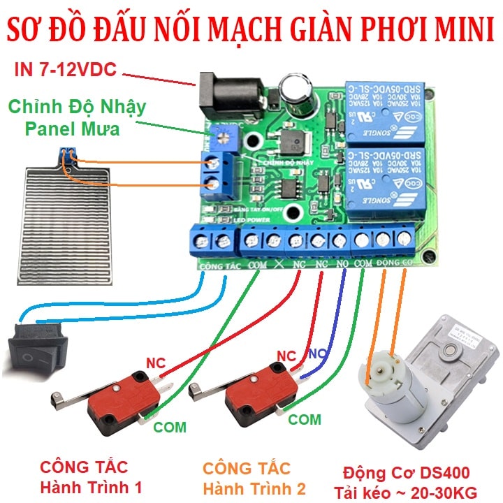 mạch giàn phơi thông minh điều khiển giàn phơi và giếng trời ...