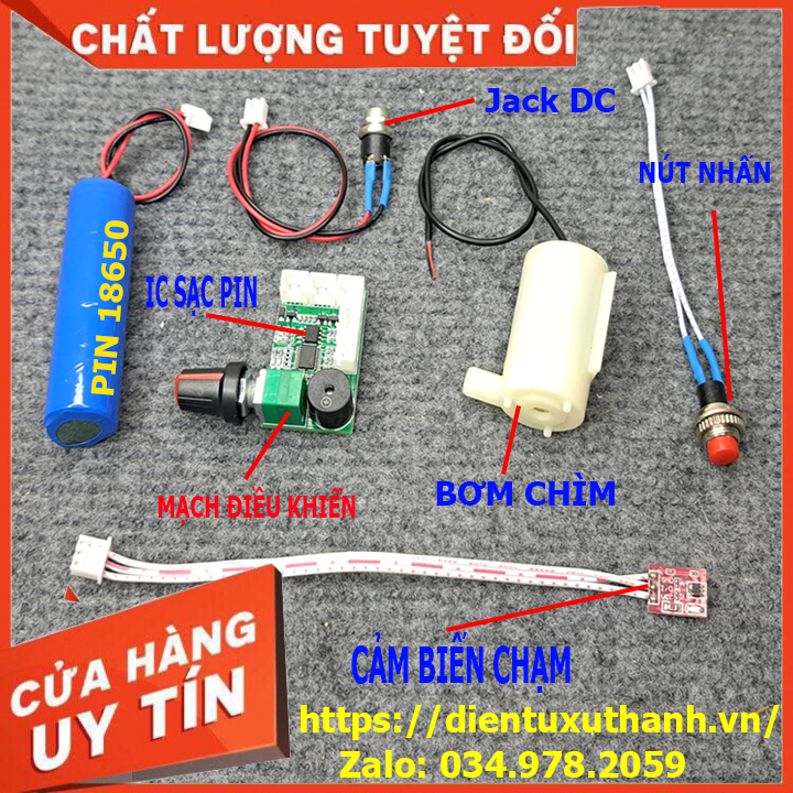 Mạch rót rượu cảm biến chạm tích hợp mạch sạc pin sử dụng bơm chìm kèm pin 18650 / Mạch rót rượu cảm biến chạm tích hợp mạch sạc pin sử dụng bơm chìm kèm pin 18650 /